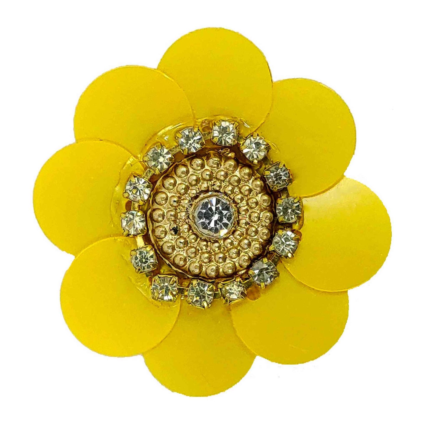Sequence work Floral Buti for DIY Craft, Trouseau Packing or Decoration (Bunch of 12) - Design 206, Yellow - Indian Petals