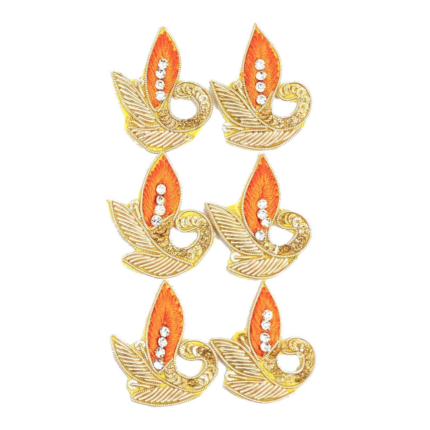 Indian Petals Tilak Style Traditional Buti for DIY Craft, Trouseau Packing or Decoration (Bunch of 12) - Design 212, Orange - Indian Petals