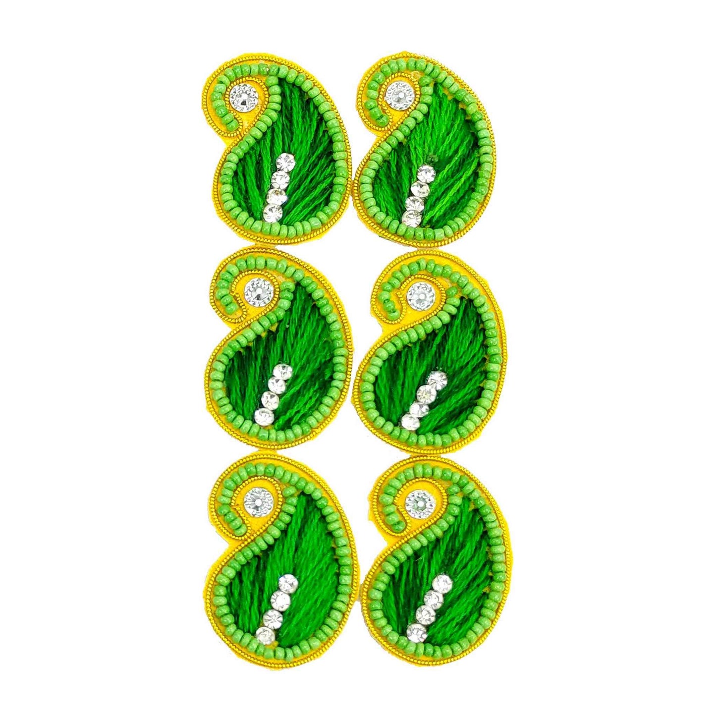 Traditional Tilak Style Thread Buti for DIY Craft, Trousseau Packing or Decoration (Bunch of 12) - Design 214, Green - Indian Petals