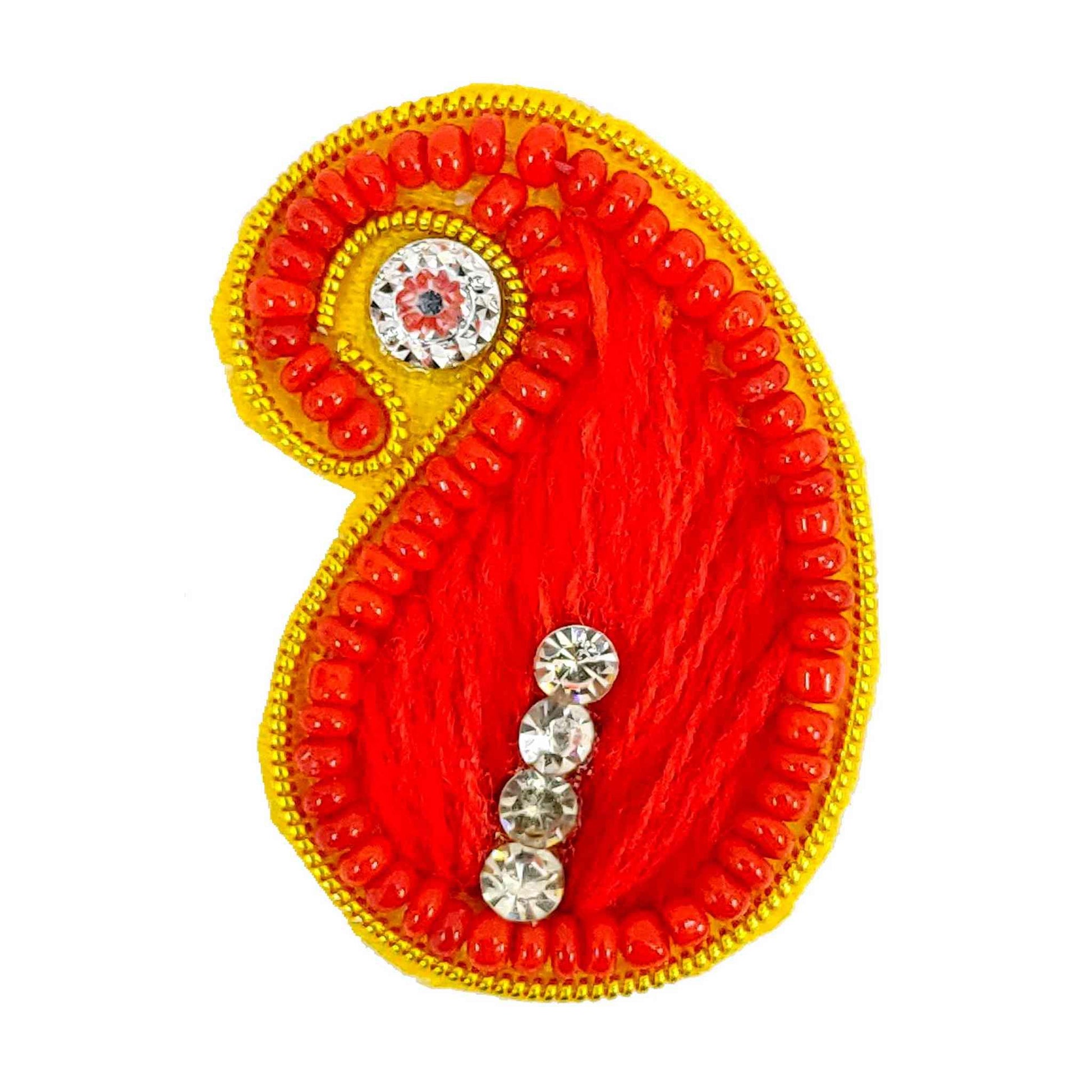 Traditional Tilak Style Thread Buti for DIY Craft, Trousseau Packing or Decoration (Bunch of 12) - Design 214, Maroon - Indian Petals