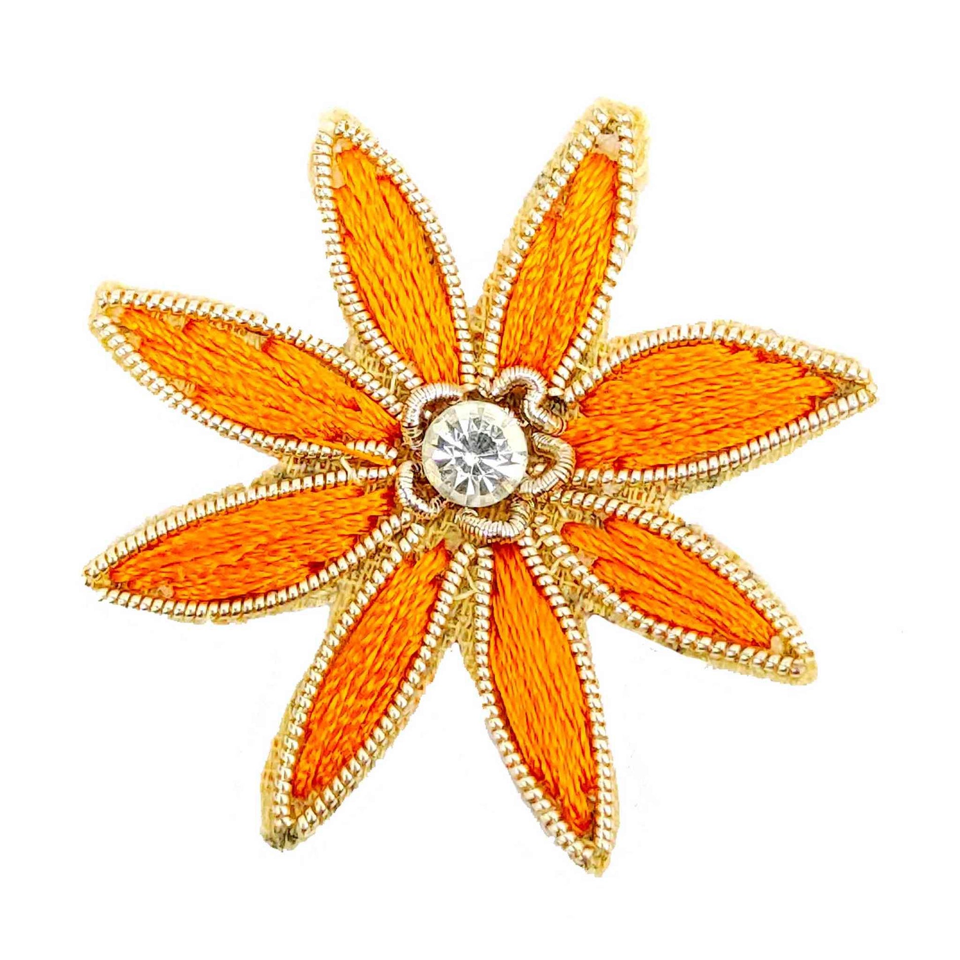Threaded Strar Style Buti for DIY Craft, Trousseau Packing or Decoration (Bunch of 12) - Design 215, Orange - Indian Petals