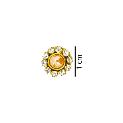 Rhinestone Studded Buti for DIY Craft, Trousseau Packing or Decoration (Bunch of 12) - Design 218 - Indian Petals