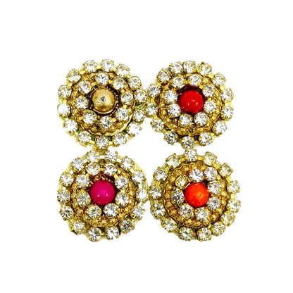 Rhinestone Studded Buti for DIY Craft, Trousseau Packing or Decoration (Bunch of 12) - Design 220 - Indian Petals