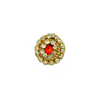 Rhinestone Studded Buti for DIY Craft, Trousseau Packing or Decoration (Bunch of 12) - Design 220, Orange - Indian Petals