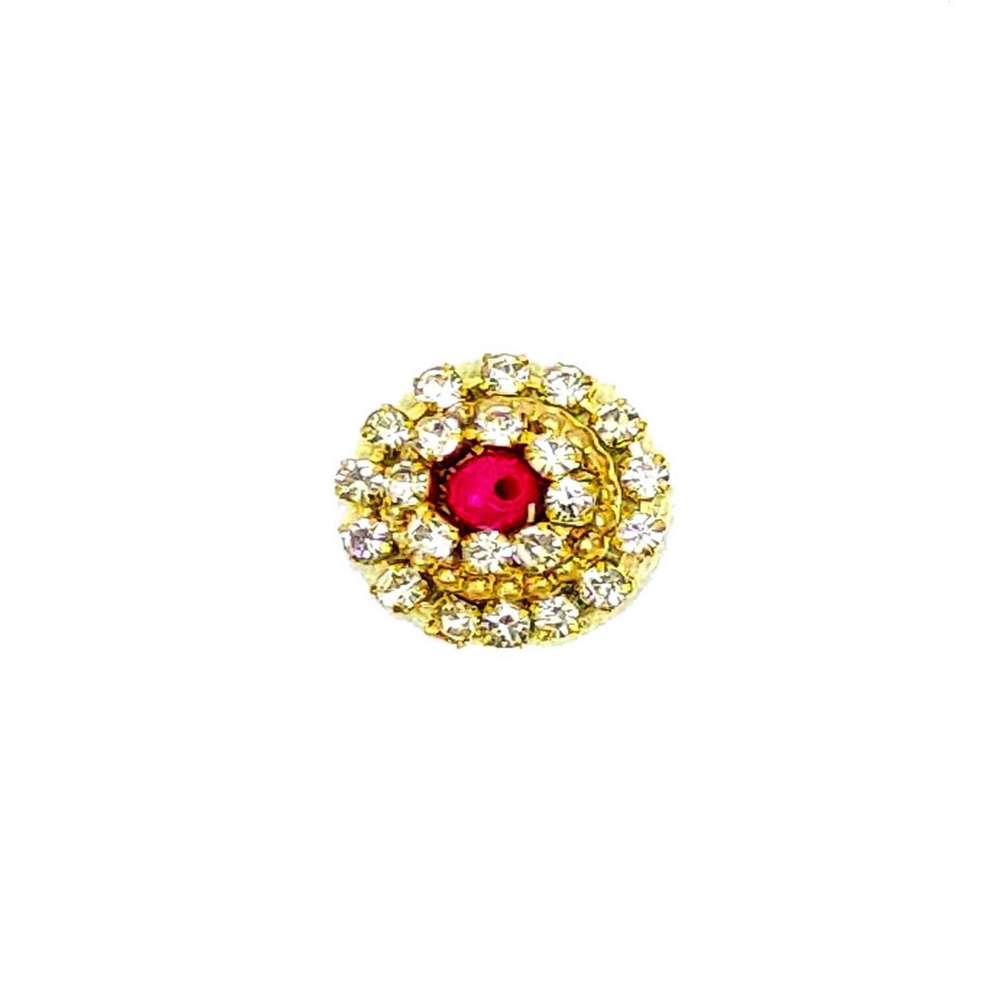 Rhinestone Studded Buti for DIY Craft, Trousseau Packing or Decoration (Bunch of 12) - Design 220, Crimson - Indian Petals