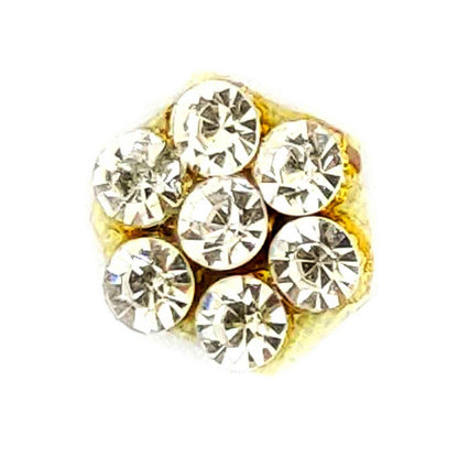 Studded Round Buti with Pearls for DIY Craft, Trousseau Packing or Decoration (Bunch of 12) - Design 236, Clear - Indian Petals
