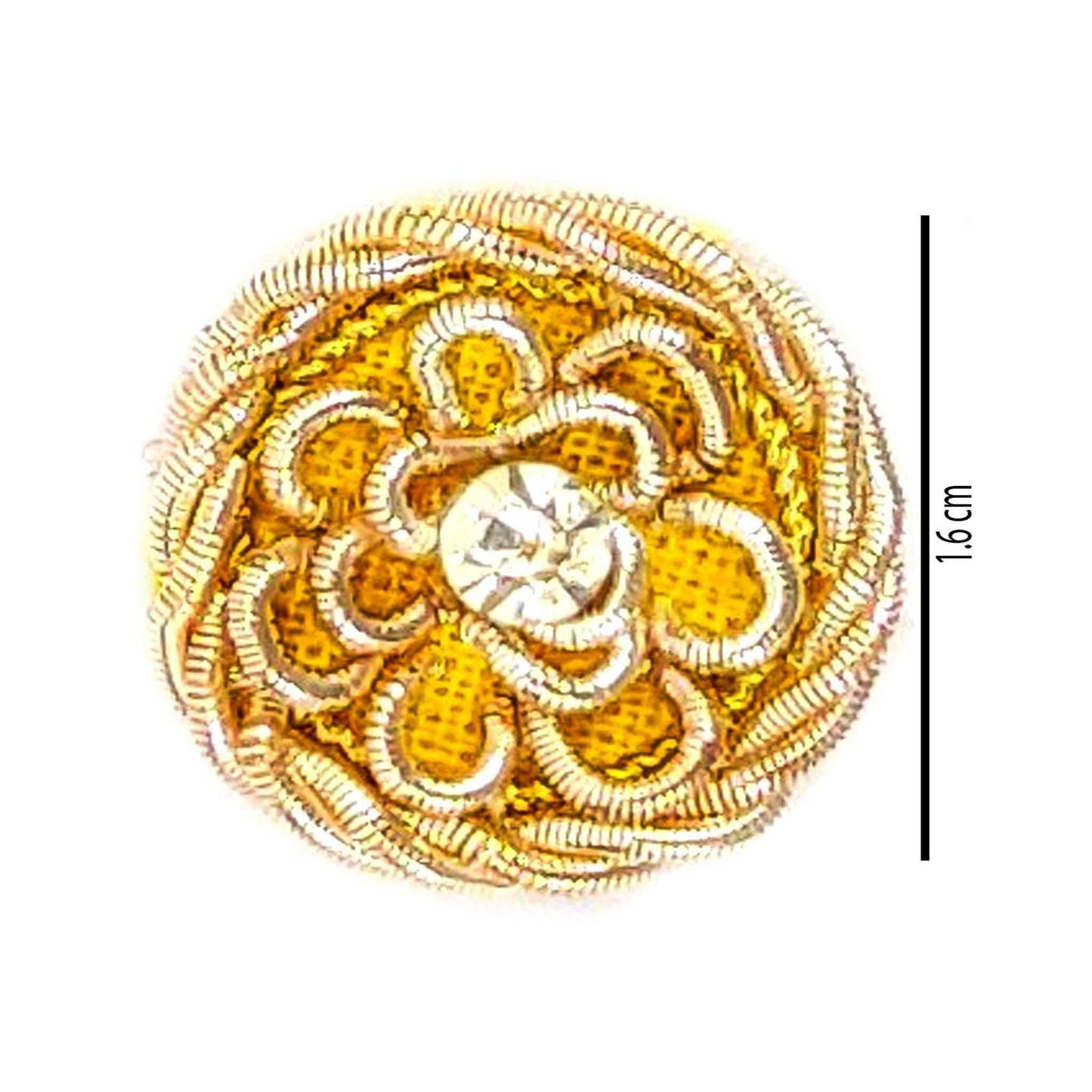 Round Floral Buti with Zari Wires for DIY Craft, Trousseau Packing or Decoration (Bunch of 12) - Design 240, Goldenrod - Indian Petals