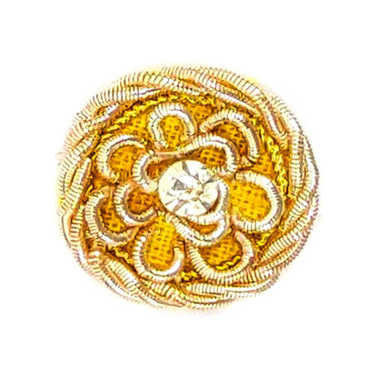 Round Floral Buti with Zari Wires for DIY Craft, Trousseau Packing or Decoration (Bunch of 12) - Design 240, Goldenrod - Indian Petals