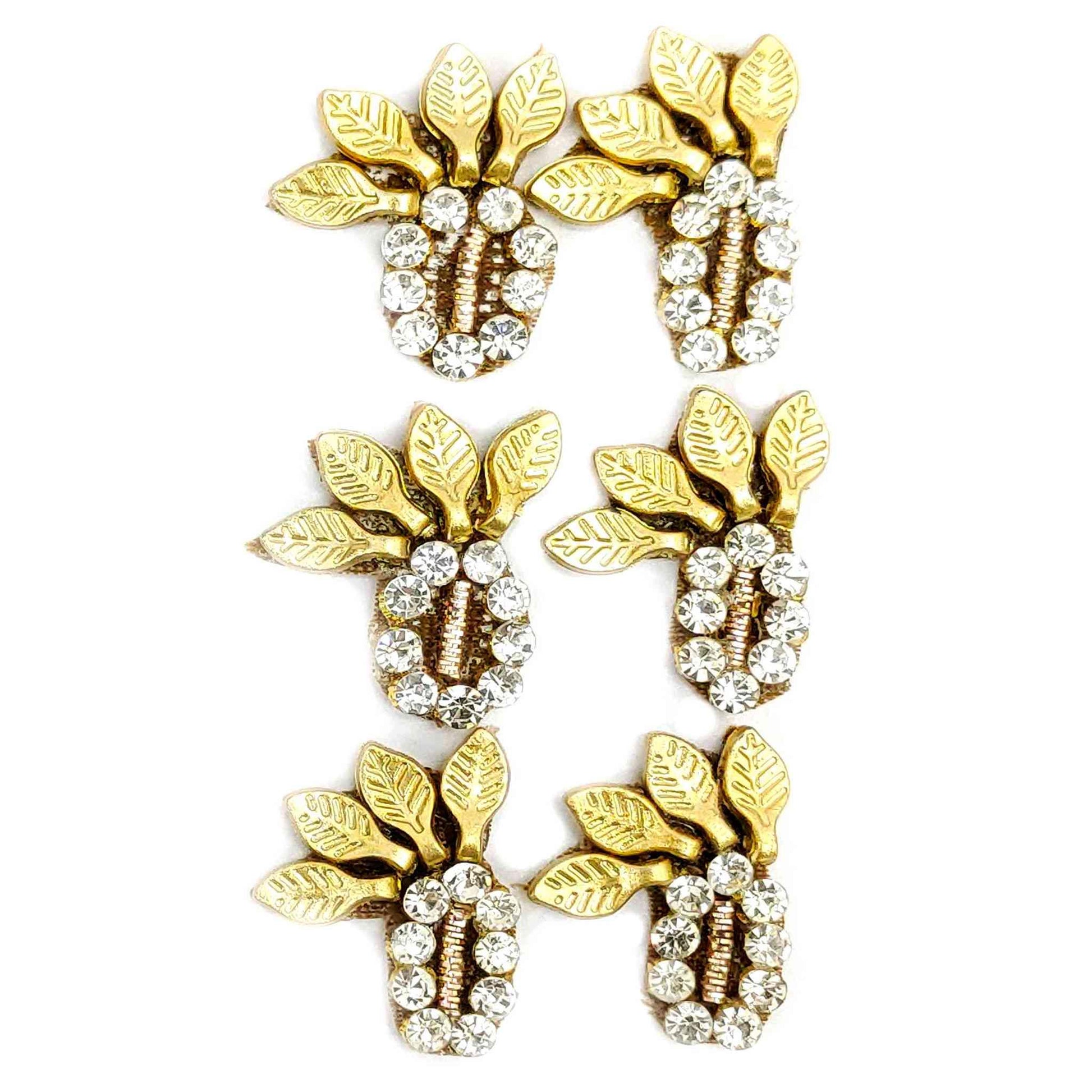 Studded Leaf Buti for DIY Craft, Trousseau Packing or Decoration (Bunch of 12) - Design 241 - Indian Petals