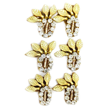 Studded Leaf Buti for DIY Craft, Trousseau Packing or Decoration (Bunch of 12) - Design 241 - Indian Petals