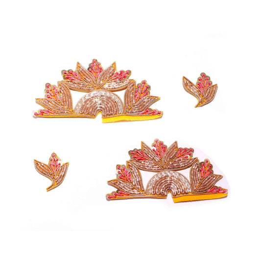 Traditional Buti Patch with Sequence and Zari for DIY Craft, Trousseau Packing or Decoration - Design 270 - Indian Petals