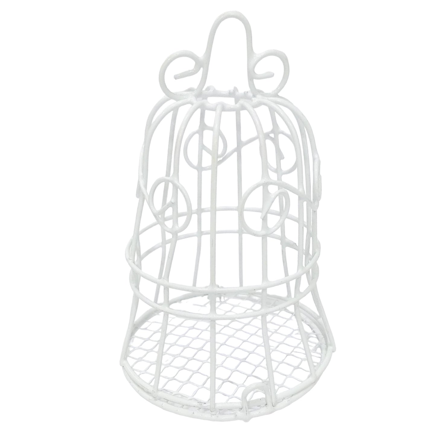 Beautiful Metal Cage for DIY Craft or Decoration, Tea Light Holder Lamp Cage, White - Indian Petals
