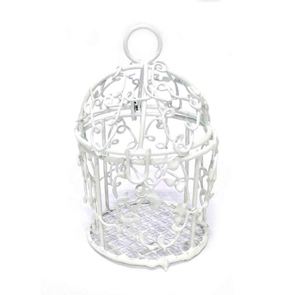 Small Beautiful Metal Cage for DIY Craft or Decoration, White - Indian Petals