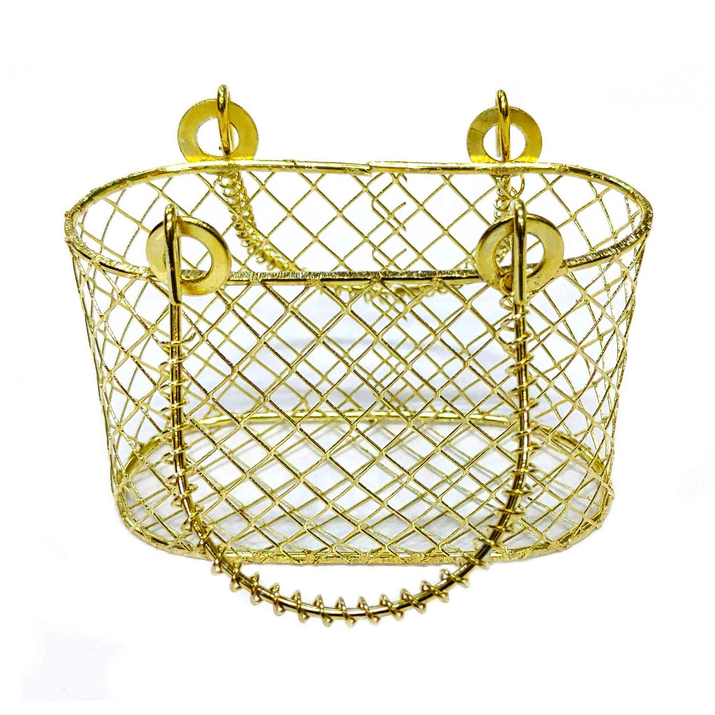 Beautiful Metal Basket for DIY Craft or Decoration, Tea Light Holder Lamp Cage, Goldenrod - Indian Petals