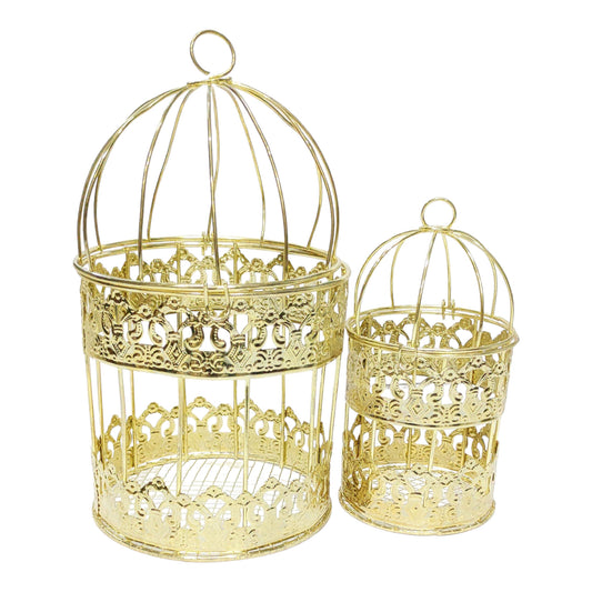 Beautiful multi purpose Metal Cage for DIY Craft or Decoration, Gold - Indian Petals