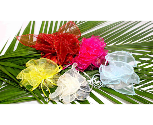 Indian Petals Durable Reusable multi-purpose Translucent Net with pull Strings Gift Bag Potli (Pack of 10) Holds Up to 2Kg - Indian Petals