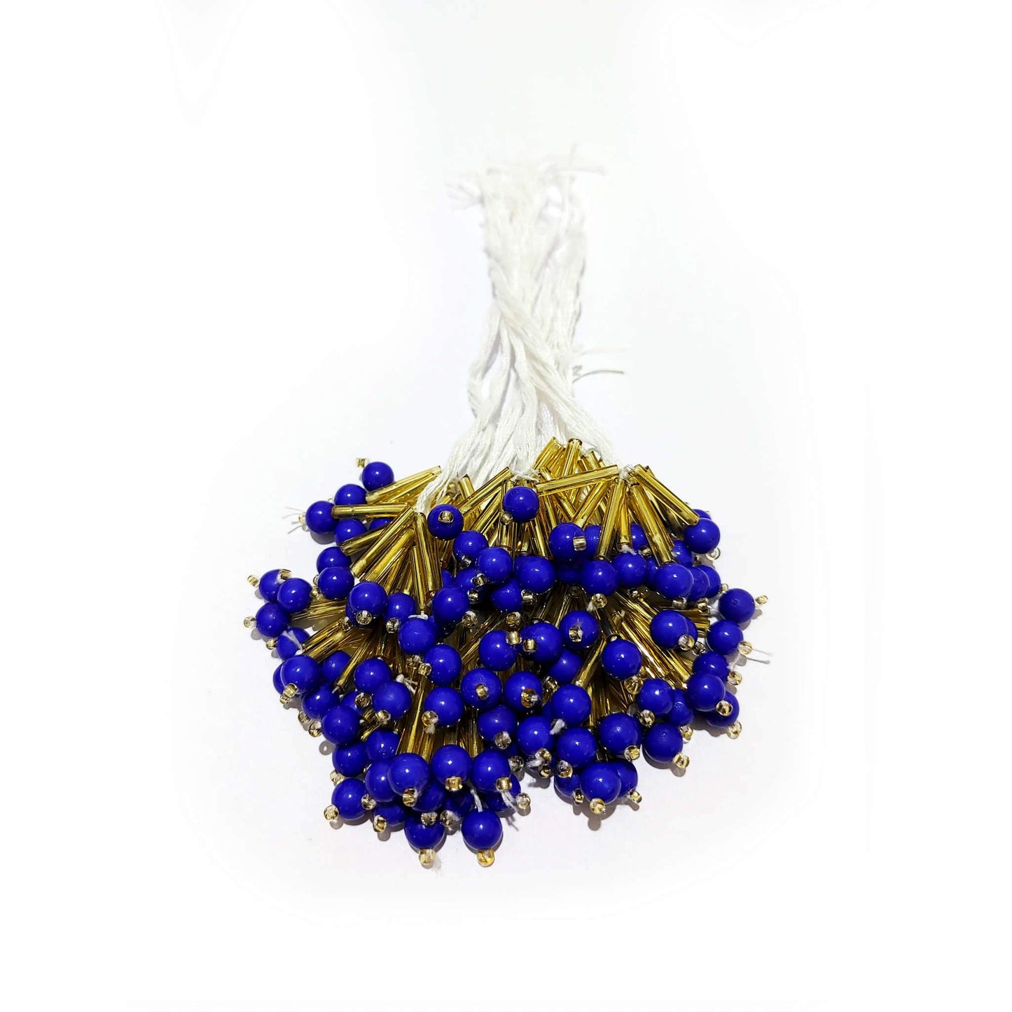 Indian Petals Tubelight with Bead Handmade multi purpose DIY Craft, Jewelry, Fabric Fringe Tassel - Design 801, Royal Blue