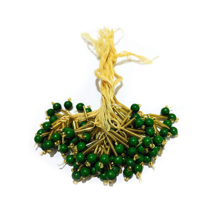 Indian Petals Tubelight with Bead Handmade multi purpose DIY Craft, Jewelry, Fabric Fringe Tassel - Design 801, Dark Green