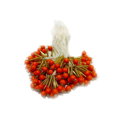 Indian Petals Tubelight with Bead Handmade multi purpose DIY Craft, Jewelry, Fabric Fringe Tassel - Design 801, Orange