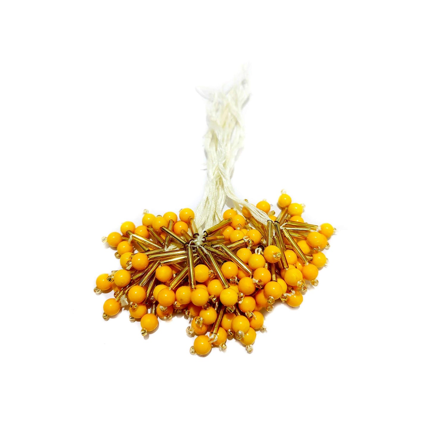 Indian Petals Tubelight with Bead Handmade multi purpose DIY Craft, Jewelry, Fabric Fringe Tassel - Design 801, Yellow