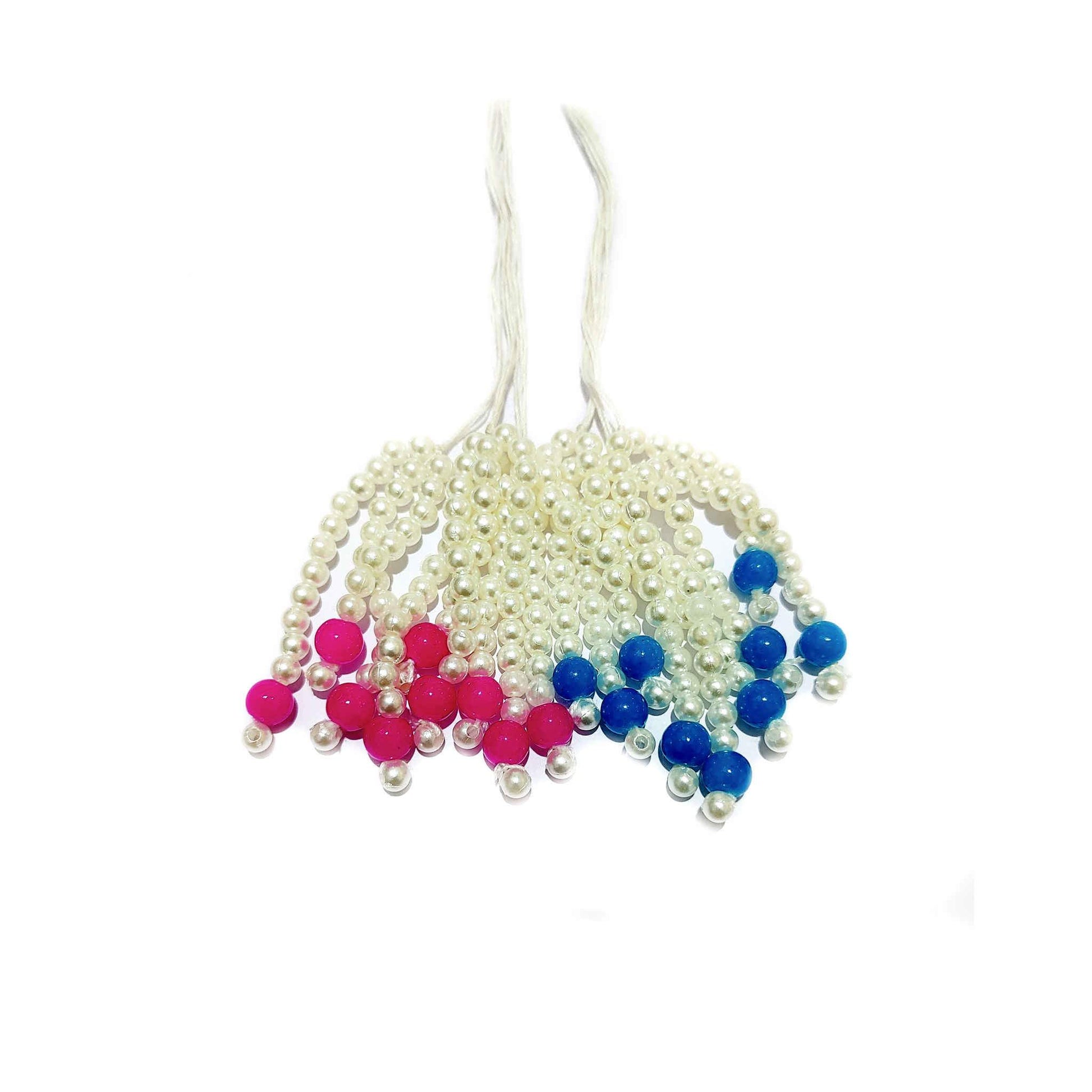 Indian Petals Mini Pearl Beads Handmade DIY Craft, Jewelry Fringe Tassel with Colored Beads - Design 826