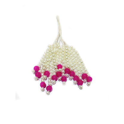 Indian Petals Mini Pearl Beads Handmade DIY Craft, Jewelry Fringe Tassel with Colored Beads - Design 826, Deep Pink