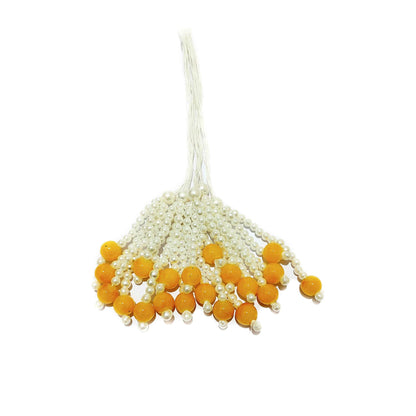 Indian Petals Mini Pearl Beads Handmade DIY Craft, Jewelry Fringe Tassel with Big Yellow Beads - Design 828, Yellow
