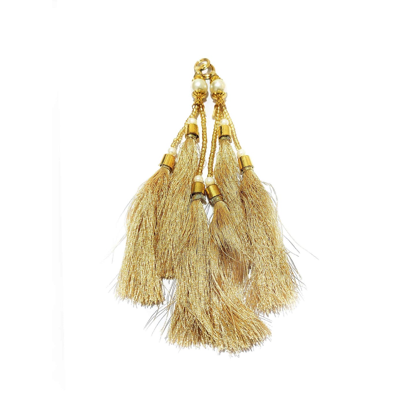 Indian Petals Handmade Long Fabric Thread Craft, Jewelry Fringe Tassel with Cap - Design 837