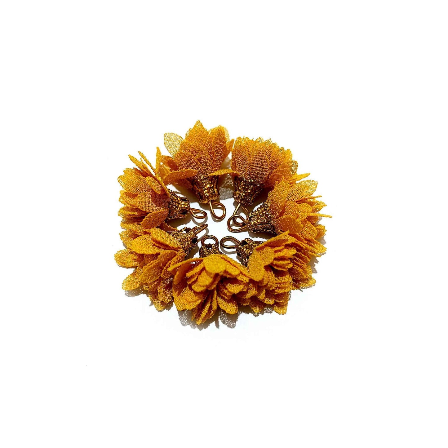 Indian Petals Small Handmade multi purpose DIY Craft, Jewelry, Fabric Fringe Tassel - Design 843