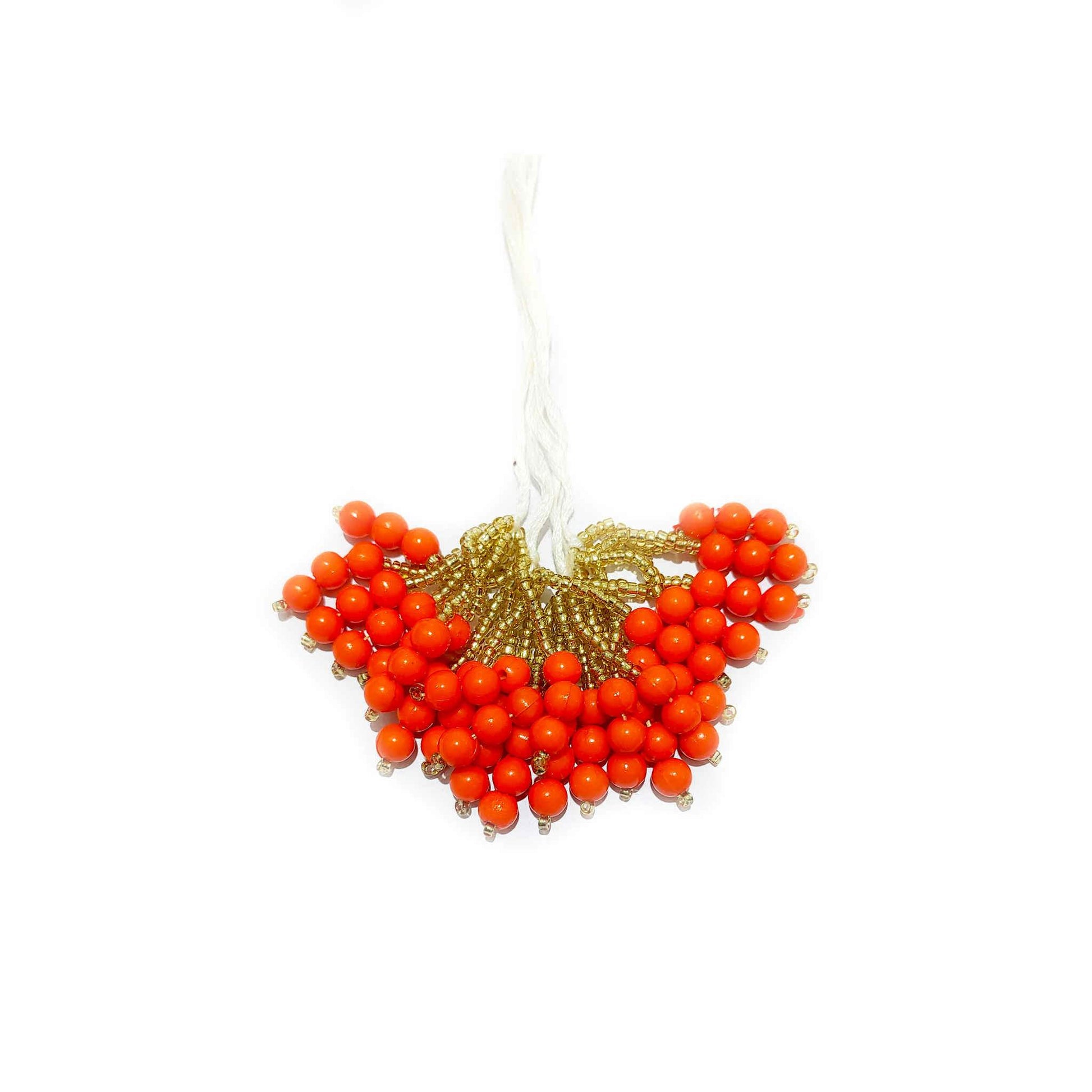 Indian Petals Handmade Beaded Thread Fringe Tassel with Cheed for Craft, Jewelry or Dressing - Design 845, Orange