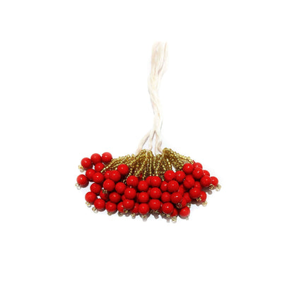 Indian Petals Handmade Beaded Thread Fringe Tassel with Cheed for Craft, Jewelry or Dressing - Design 845, Red