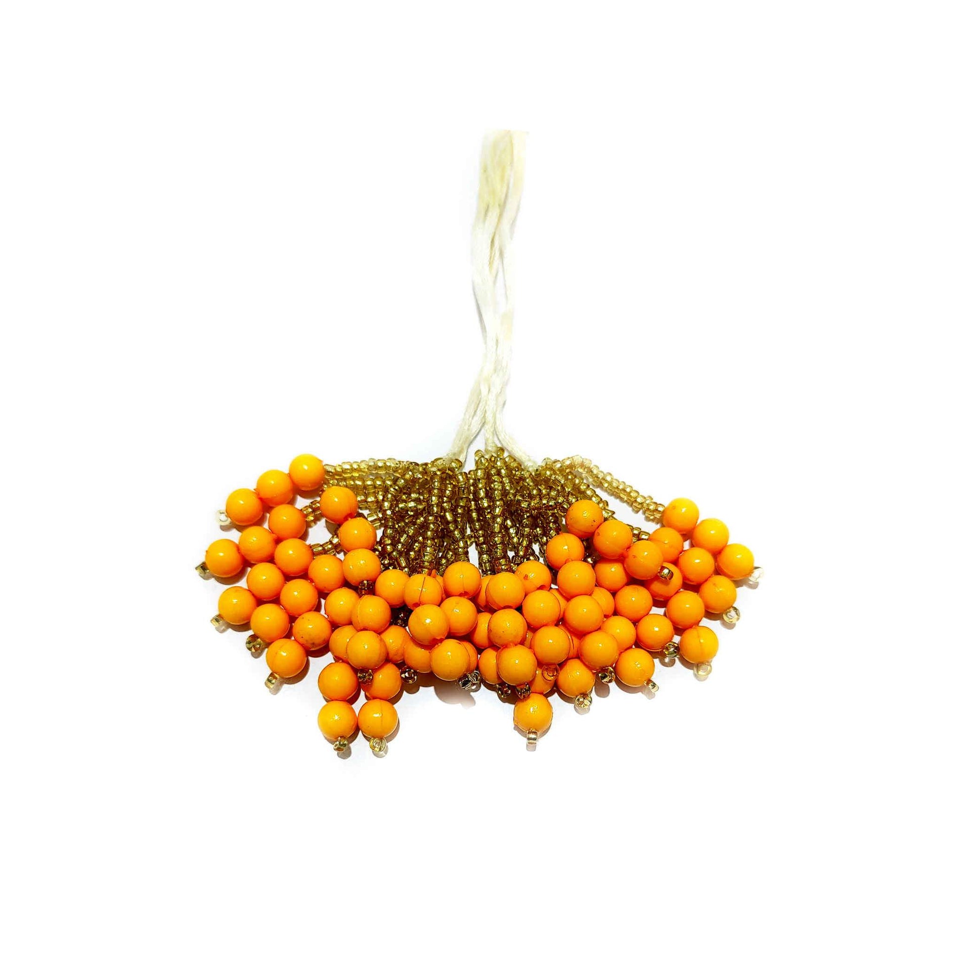 Indian Petals Handmade Beaded Thread Fringe Tassel with Cheed for Craft, Jewelry or Dressing - Design 845, Yellow