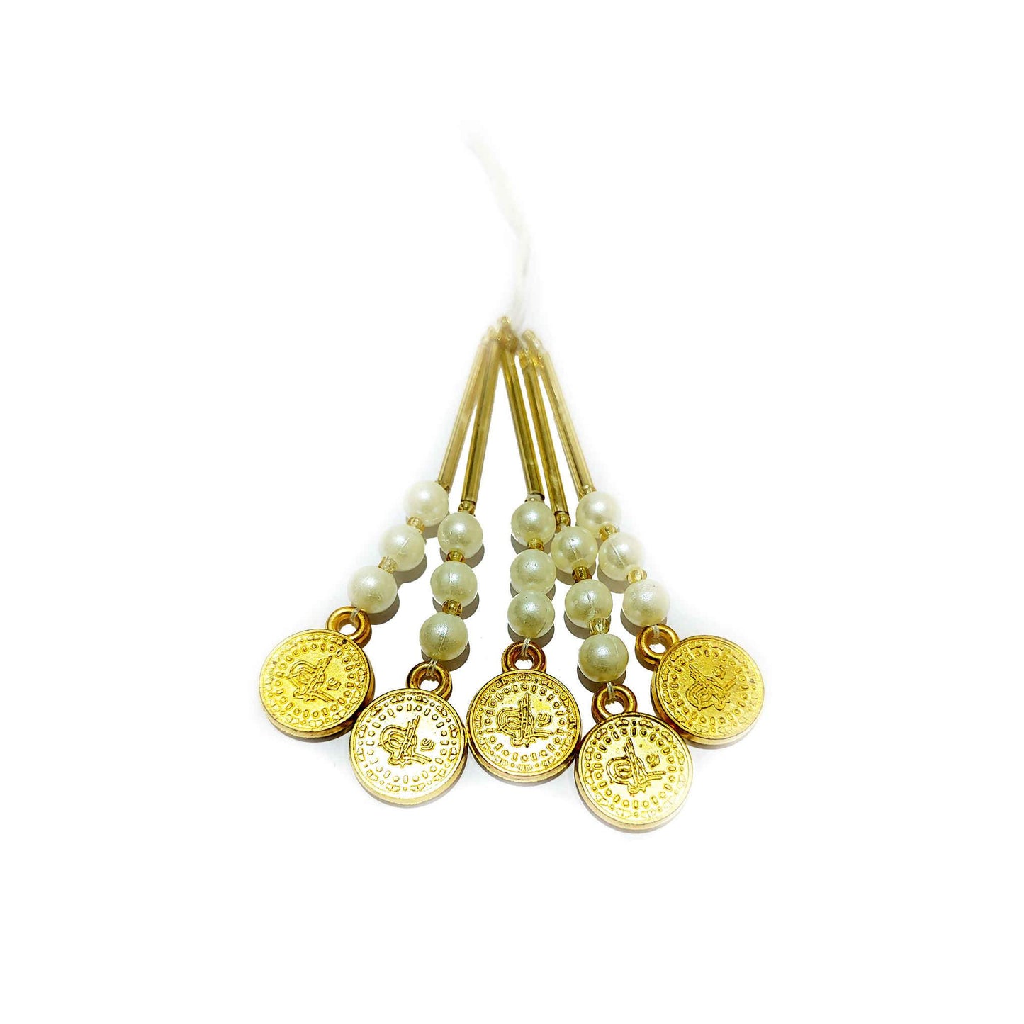 Indian Petals Handmade Beaded Thread Craft, Jewelry Fringe Tassel with Golden Coin - Design 855