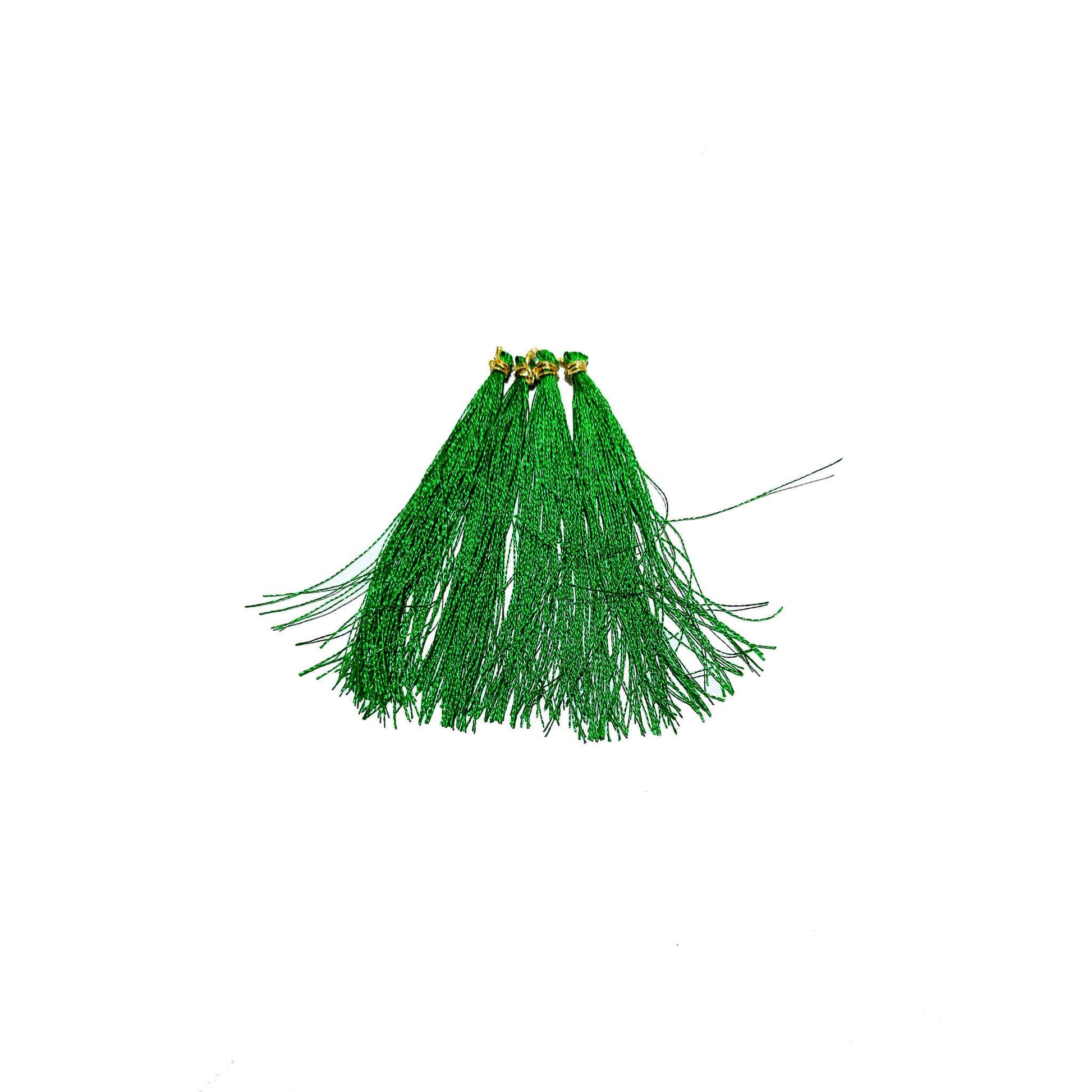 Indian Petals Handmade Long Thread Fringe Tassel for Craft, Jewelry or Dressing - Design 860, Green