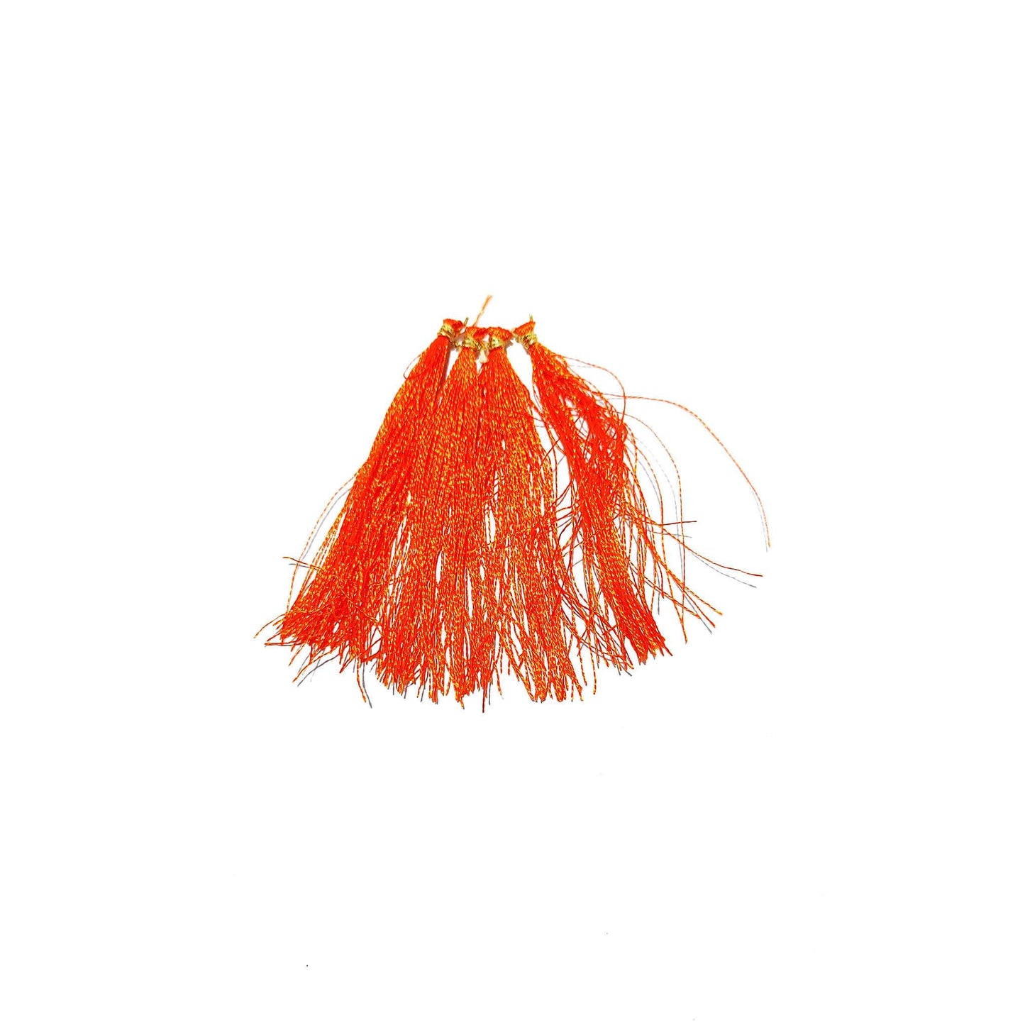 Indian Petals Handmade Long Thread Fringe Tassel for Craft, Jewelry or Dressing - Design 860, Orange Red
