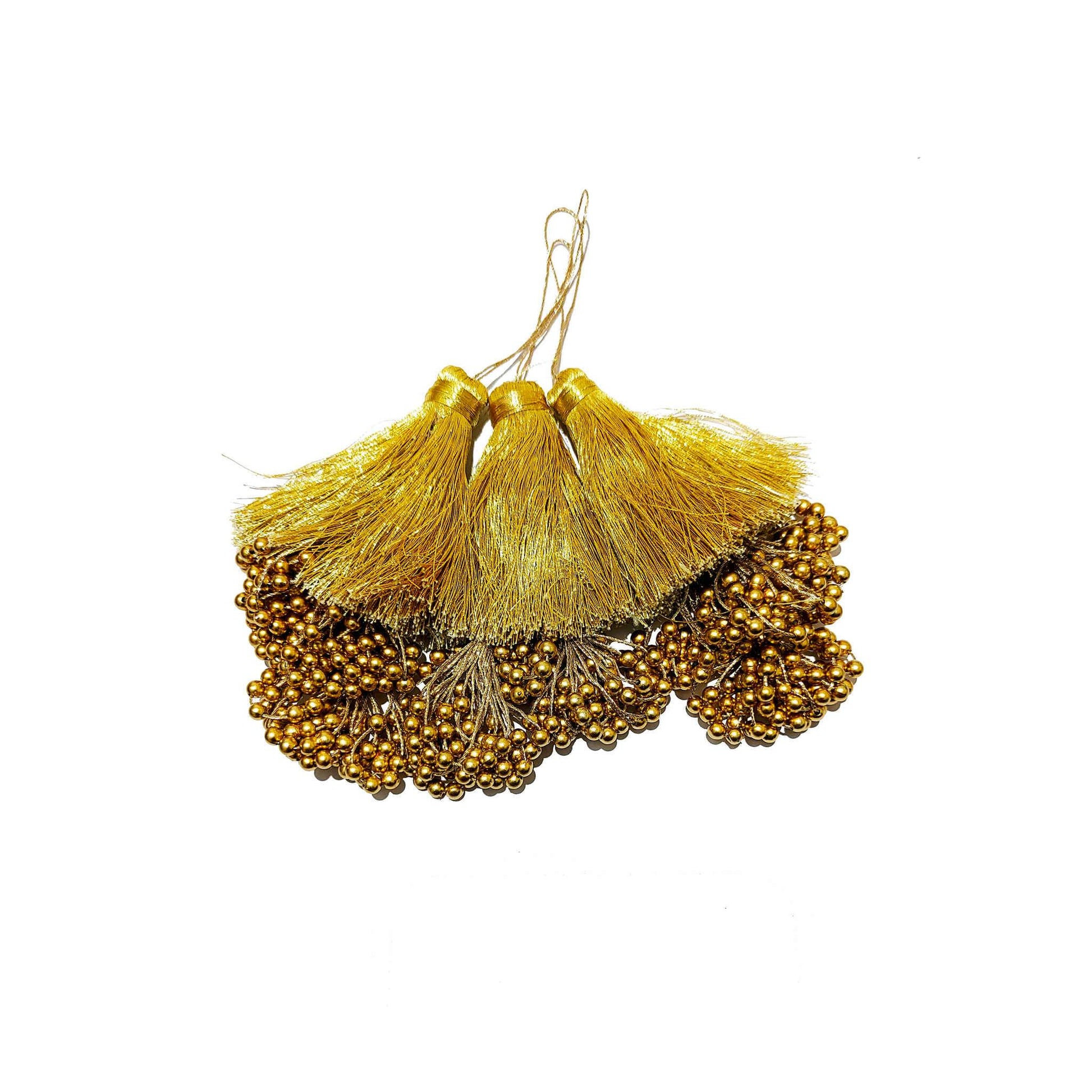 Indian Petals Handmade Beaded Zari Thread Craft, Jewelry Fringe Tassel - Design 861