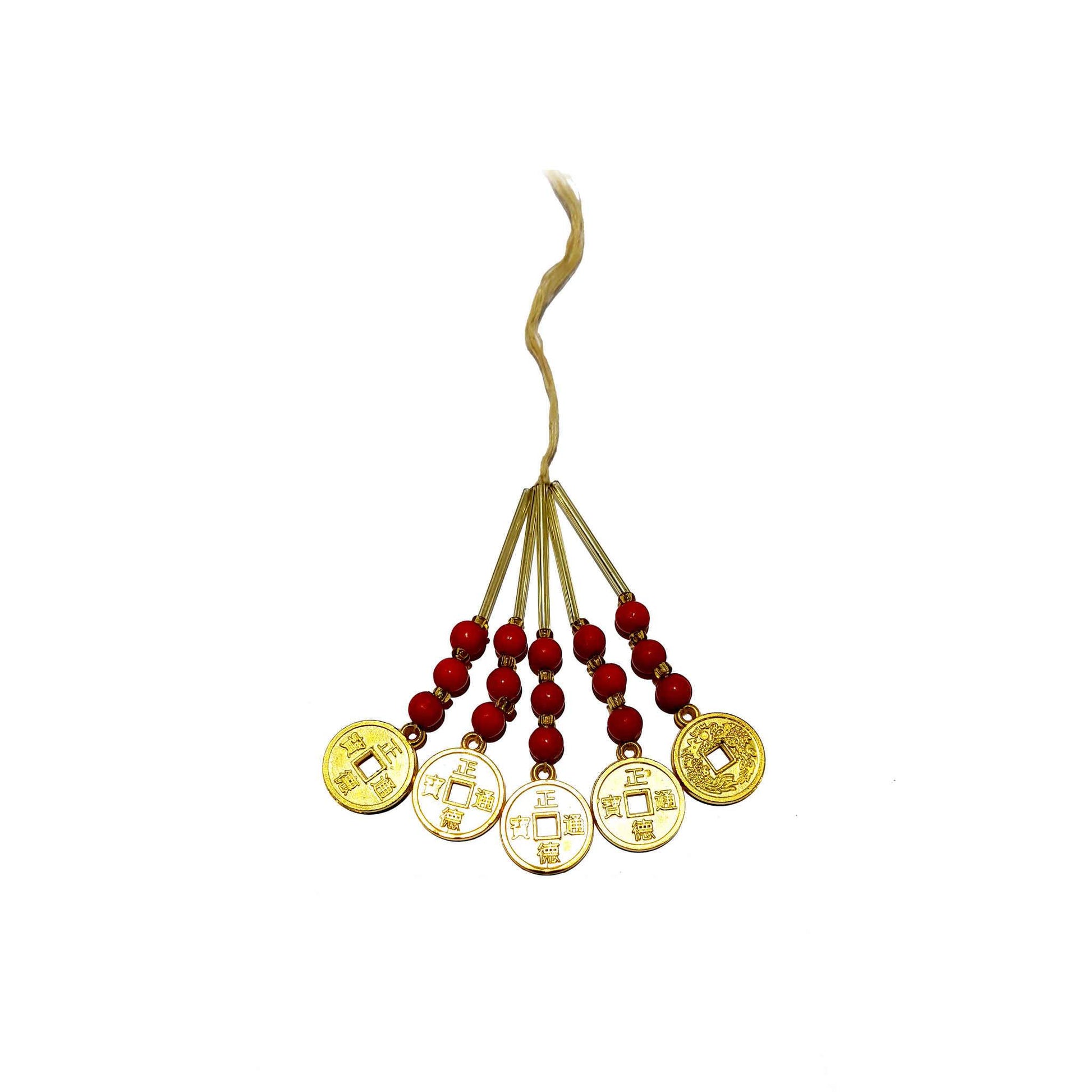 Indian Petals Handmade Cut Beads and Tube LightsThread Craft, Jewelry Fringe Tassel with Coin - Design 874