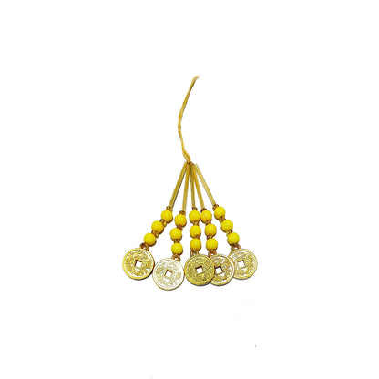 Indian Petals Handmade Cut Beads and Tube LightsThread Craft, Jewelry Fringe Tassel with Coin - Design 874