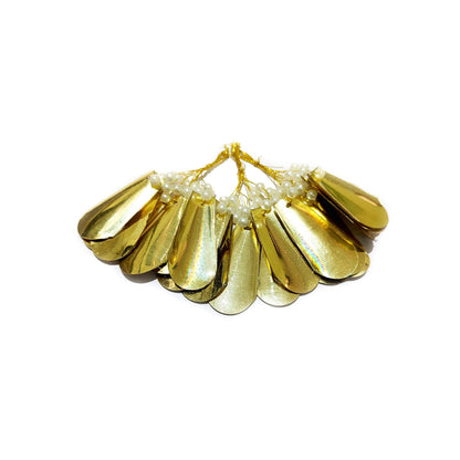 Indian Petals Handmade Beaded Thread Craft, Jewelry Fringe Tassel with Metallic Motif - Design 877, Gold