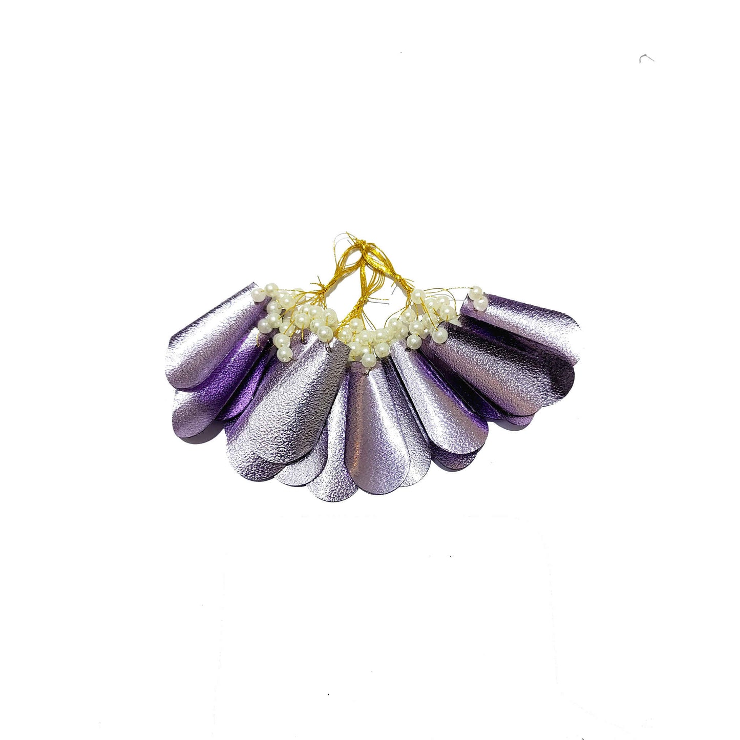 Indian Petals Handmade Beaded Thread Craft, Jewelry Fringe Tassel with Metallic Motif - Design 877, Metallic Purple
