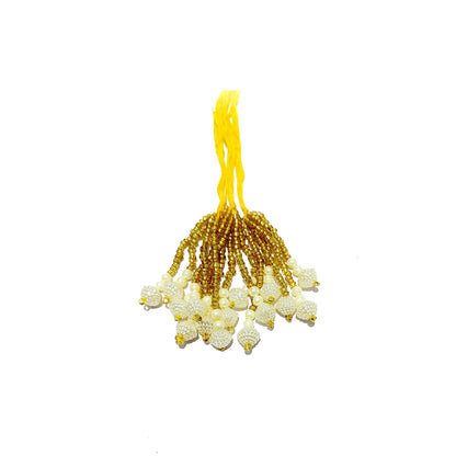Indian Petals Handmade Pearl Beaded Thread with Small Cheed Craft, Jewelry Fringe Tassel - Design 881