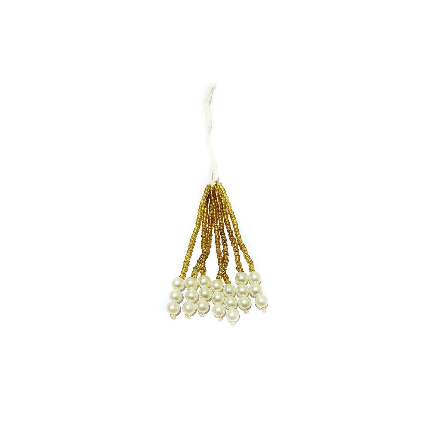 Indian Petals Handmade Long Cheed Thread Pearl Beads Craft, Jewelry Fringe Tassel - Design 883, Goldenrod