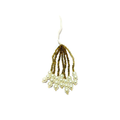 Indian Petals Handmade Long Cheed Thread Pearl Beads Craft, Jewelry Fringe Tassel - Design 884, Dark Goldenrod