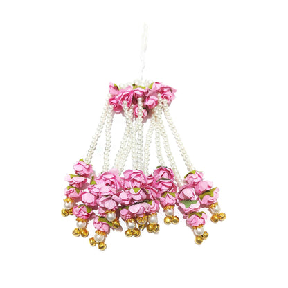 Indian Petals Handmade Long Beaded Pearl Thread Craft, Jewelry Fringe Floral Tassel - Design 885, Light Pink, Medium