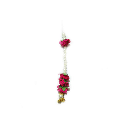 Indian Petals Handmade Long Beaded Pearl Thread Craft, Jewelry Fringe Floral Tassel - Design 885, Crimson, Small
