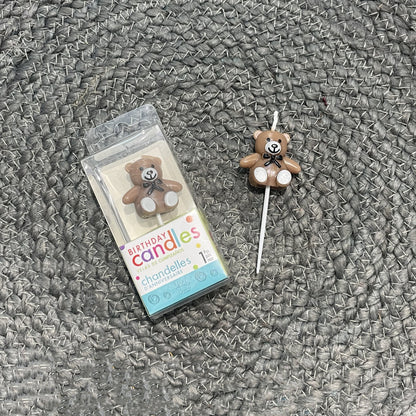 Indian Petals 3" Cute Brown Teddy Cake Topper Candle, Candle for Kids Birthday Cake