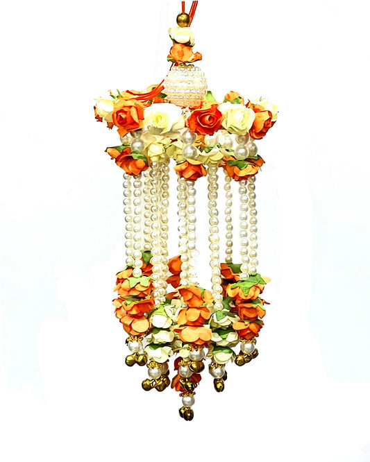 Indian Petals - Premium Floral Jhumar style Beaded Lumba Rakhi for your newly wedded Bhabhi