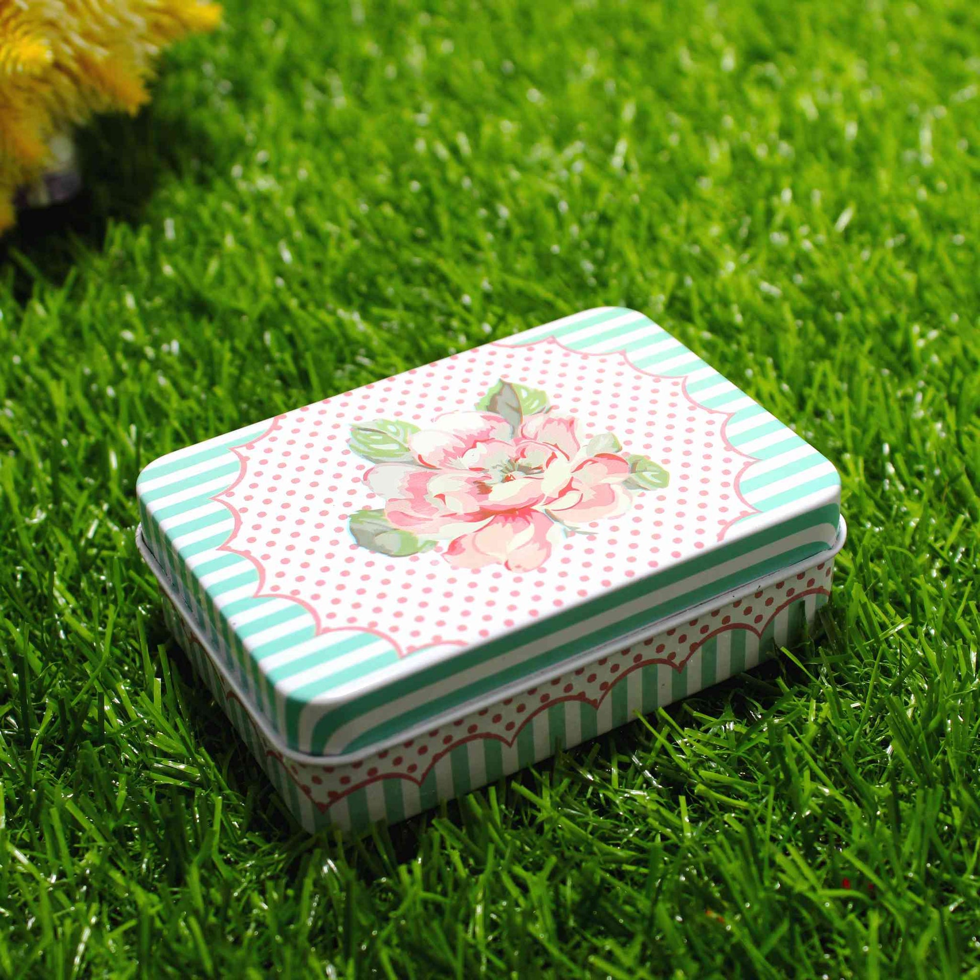 Indian Petals Beautiful Printed Aluminium Pocket Storage Box by Indian Petals, Large
