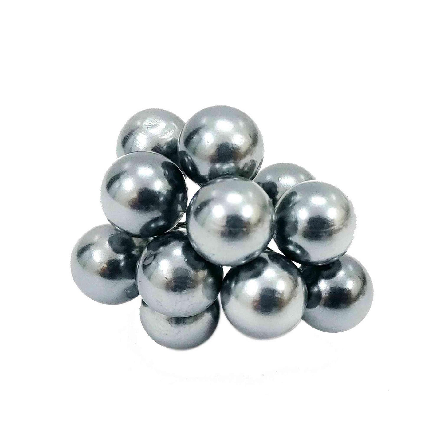 Mettalic finish Pearl Stick for DIY Craft, Trouseau Packing or Decoration (Bunch of 12) - Design 116, Dark Gray - Indian Petals