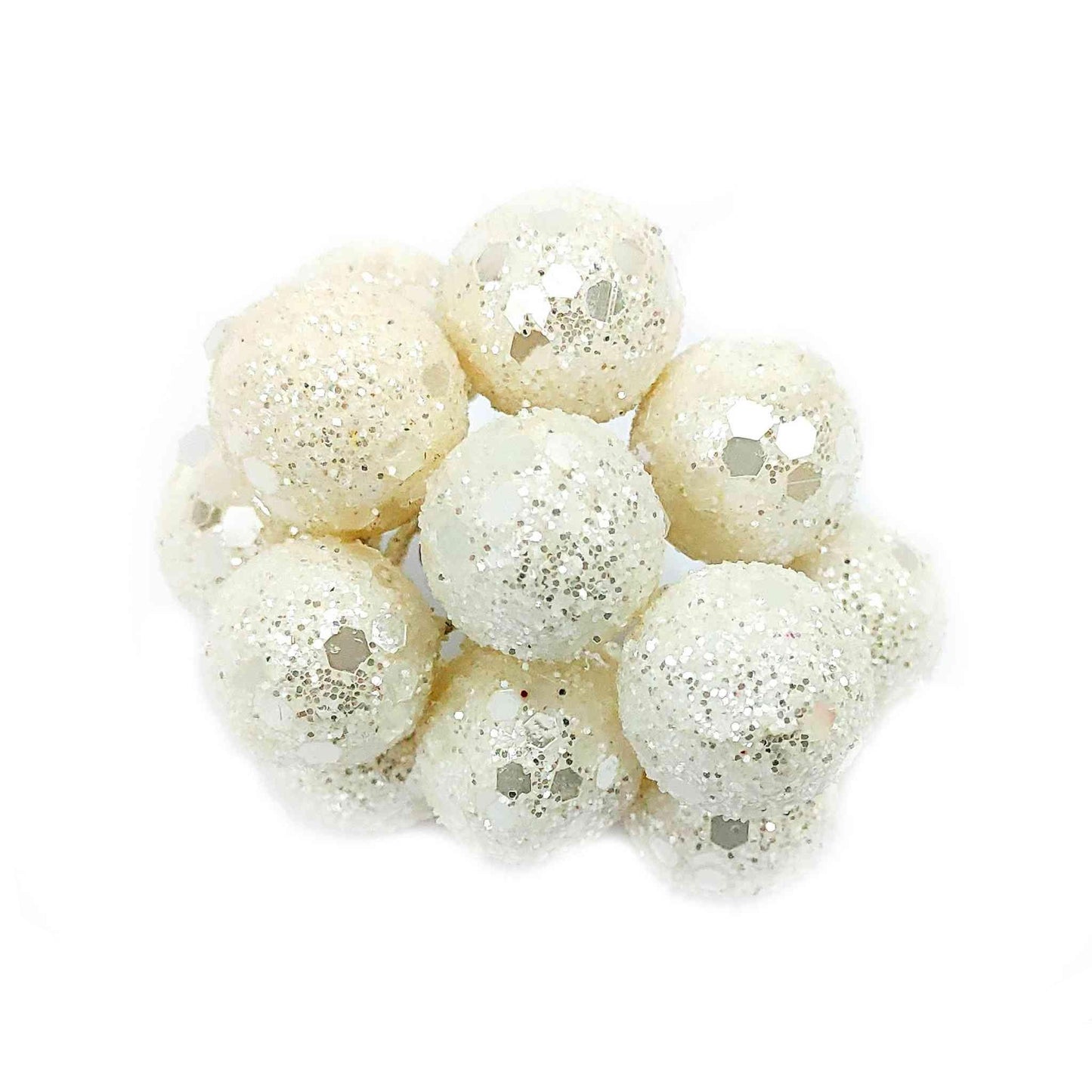 Glittery finish Pearl Stick for DIY Craft, Trouseau Packing or Decoration (Bunch of 12) - Design 117, Mettalic Ivory - Indian Petals